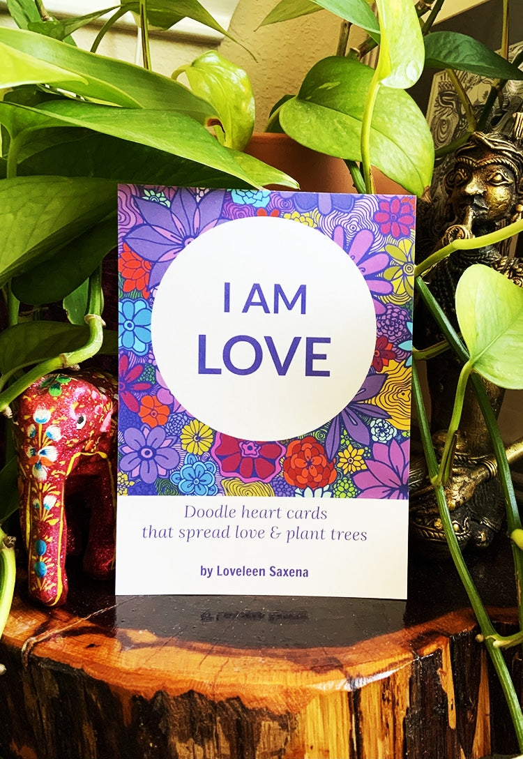 I AM LOVE doodle heart card