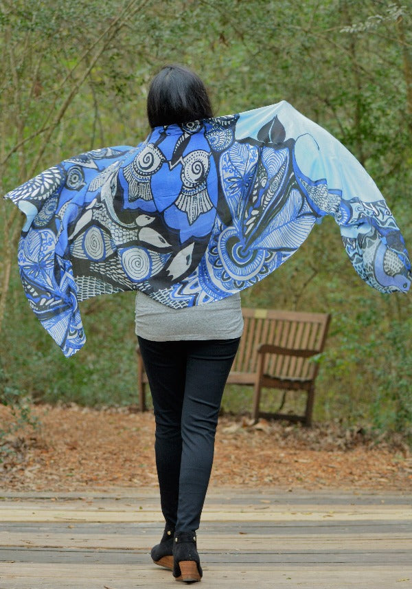 Blue and black scarf: Nature is my Zen