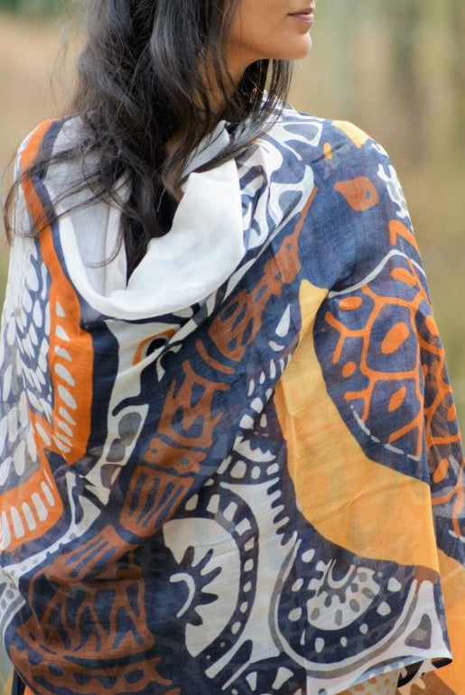 orange and blue modal scarf