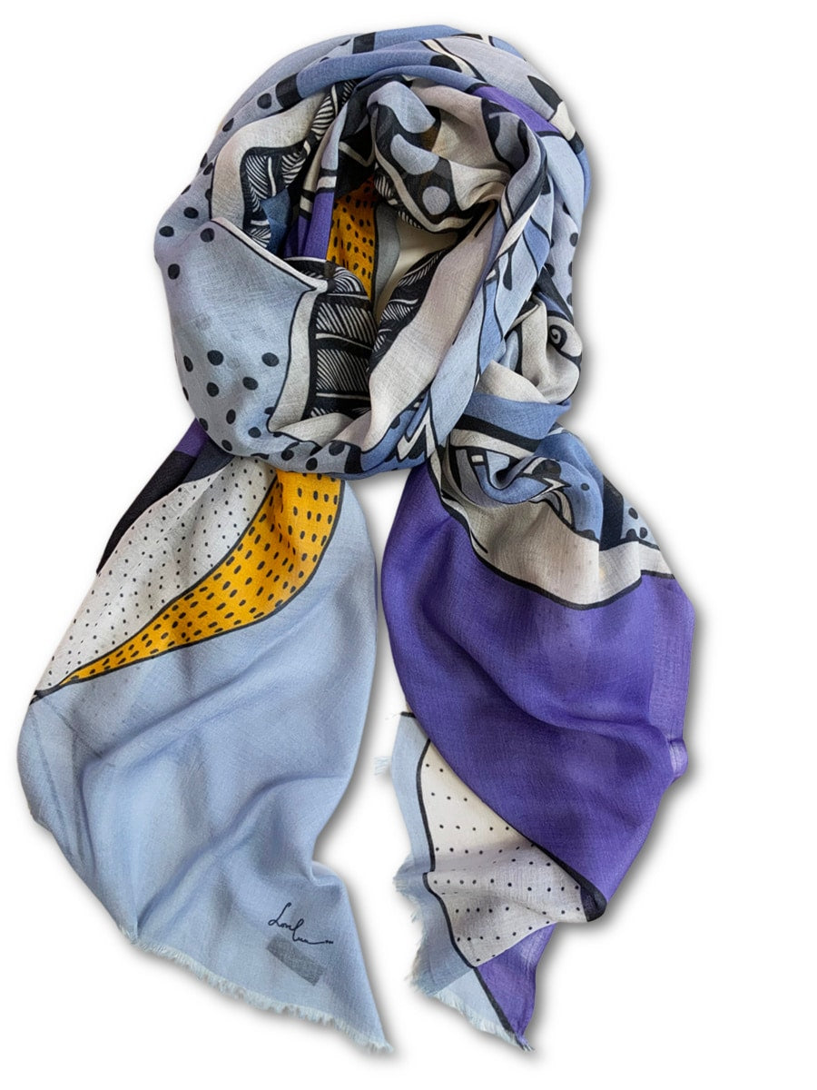 calm and still scarf grey yellow bird