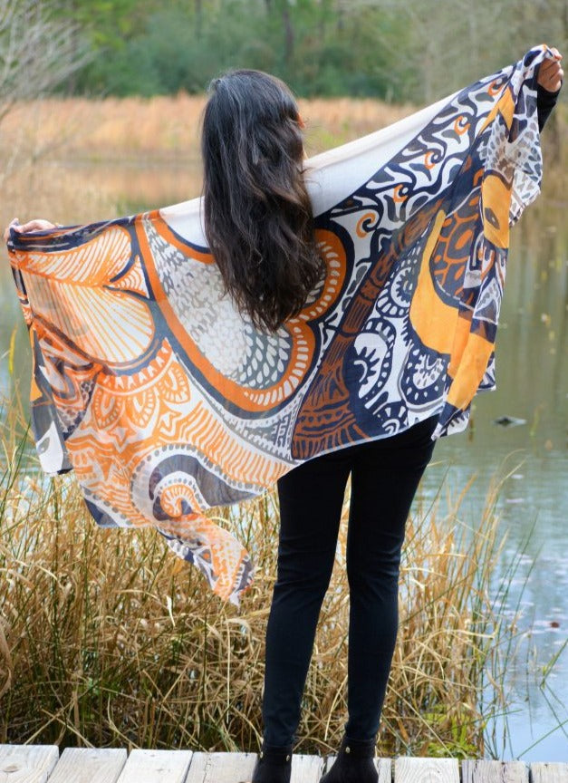 I embody peace orange heart modal scarf