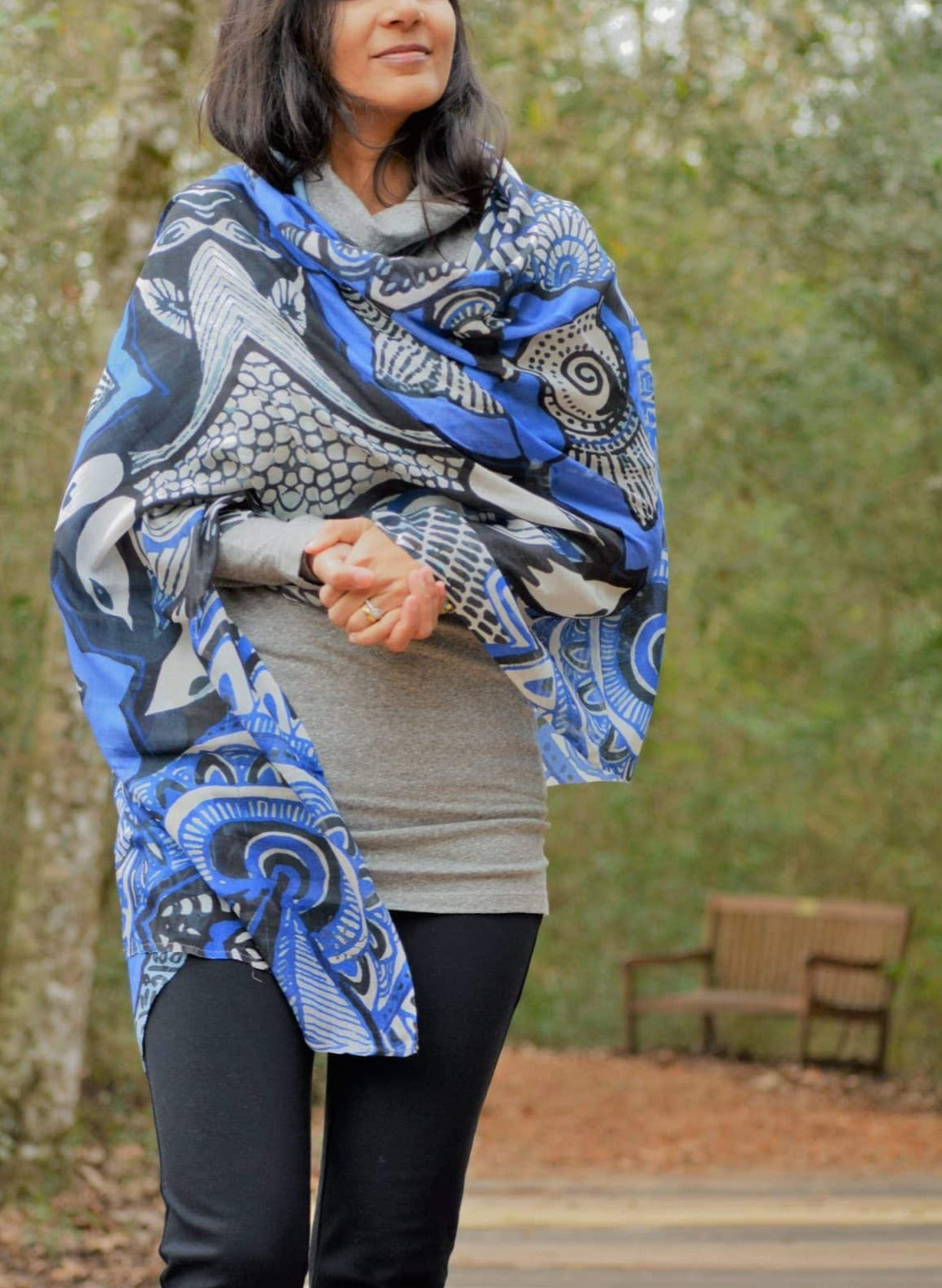 Blue and black scarf: Nature is my Zen