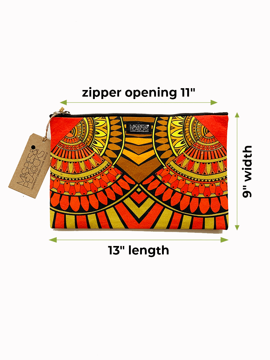 zip pouch-tablet-sleeve-orange-brown-upcycled