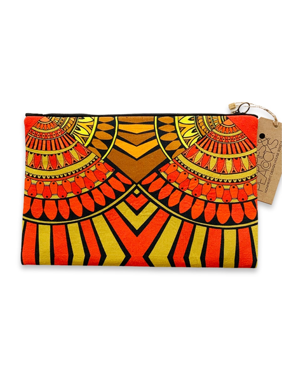 zip pouch-tablet-sleeve-orange-brown-upcycled