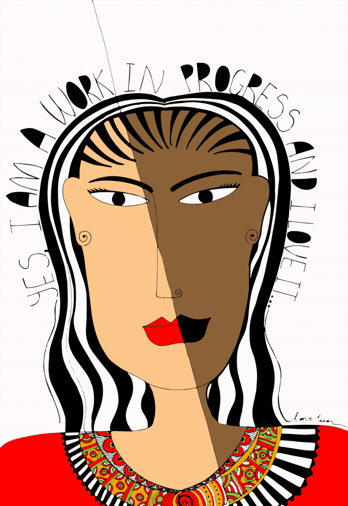 Work in progress art print in red