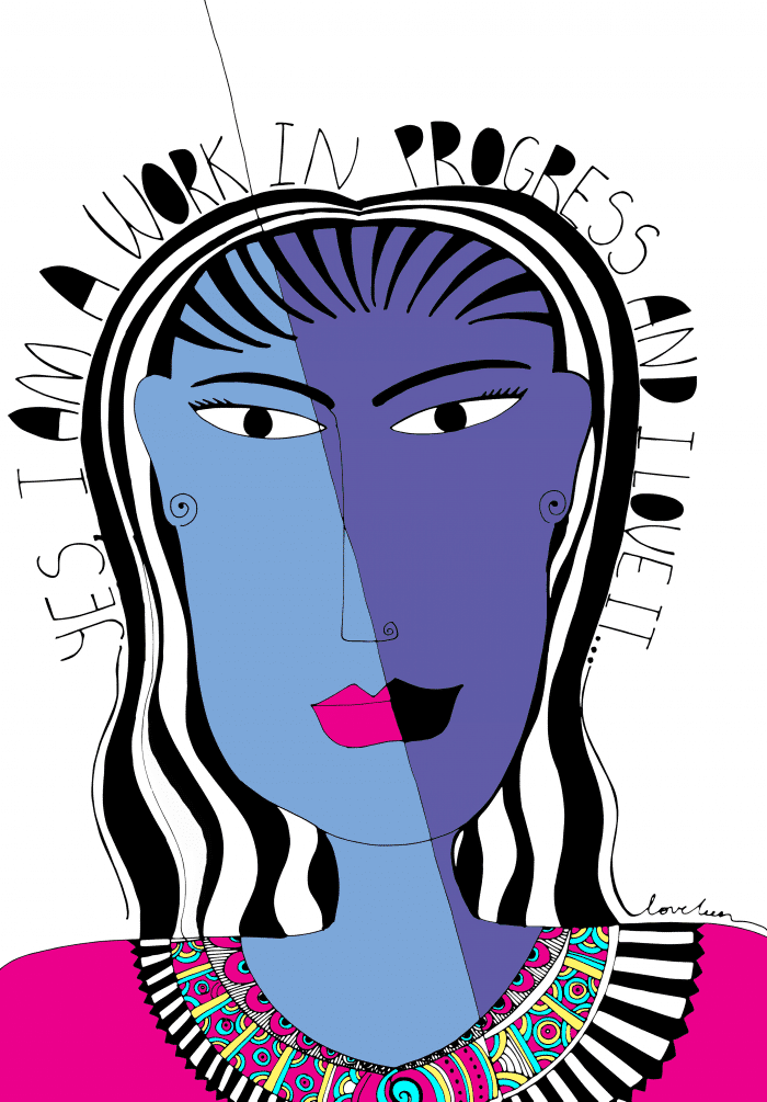 Work in progress art print in pink