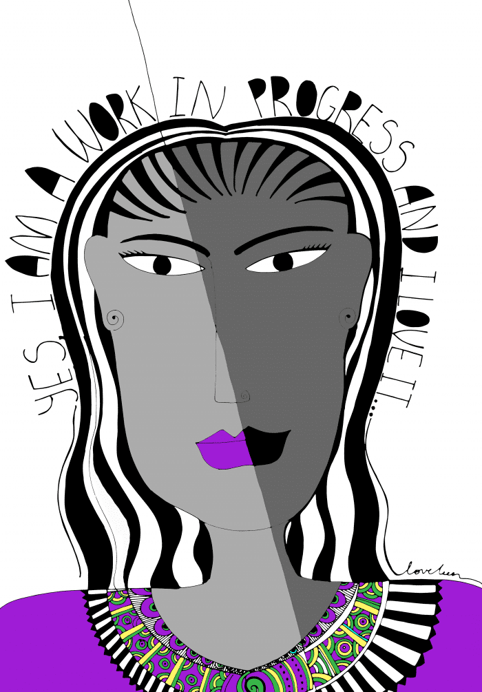 Work in Progress Art Print in purple