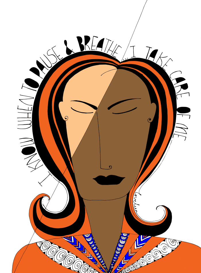 Orange Pause and Breathe Art print