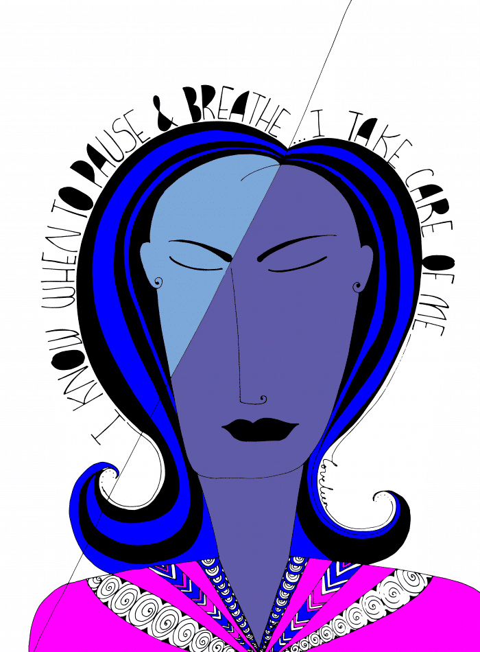 Pause and Breathe Art Print: Pink and Blue