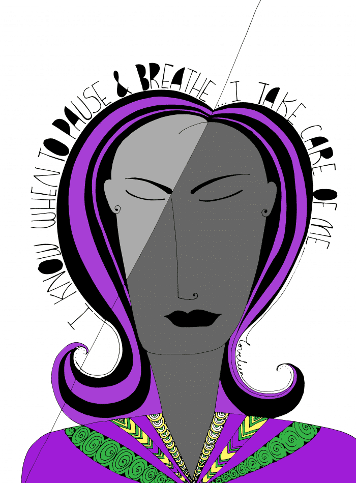 Purple pause and breathe art print
