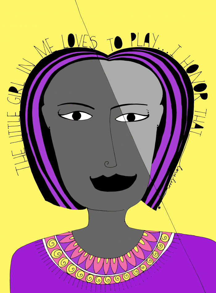 Honor Inner Child  Art Print: Purple with Yellow Background