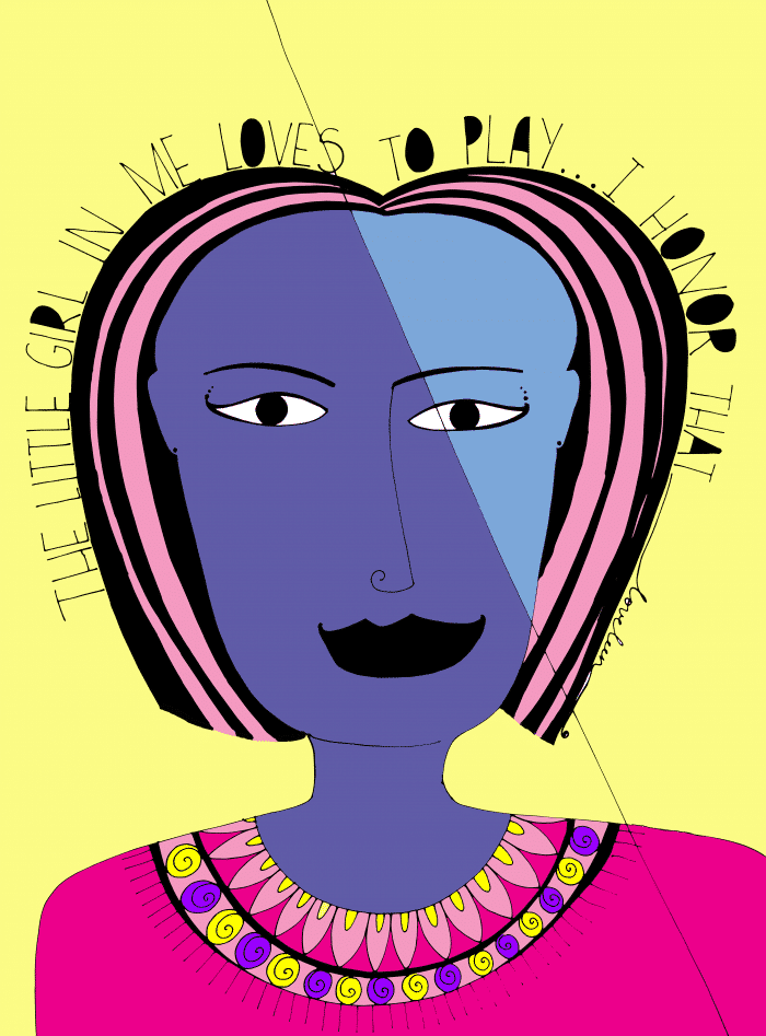 Honor Inner Child Art Print: Pink with Yellow background