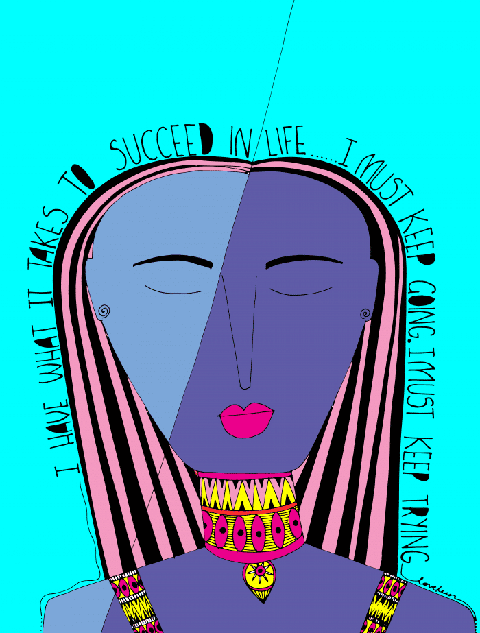 I know what it takes to succeed art print with blue background