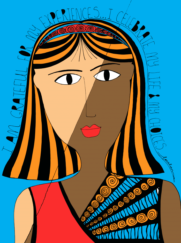 Grateful for Experiences: Orange with blue background