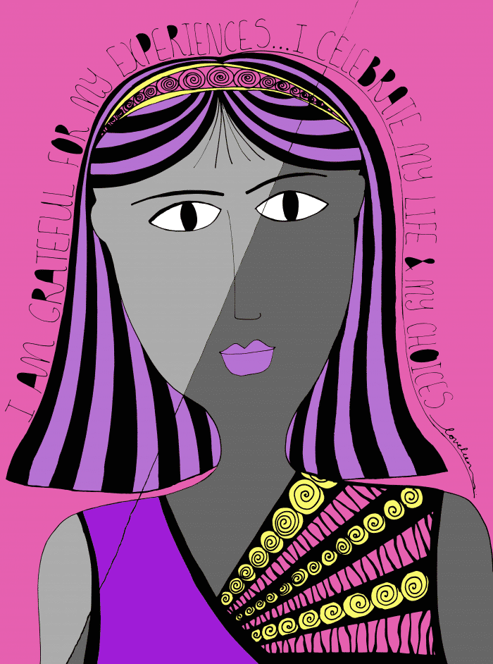 Grateful for Experiences Art Print: Purple with Pink Background