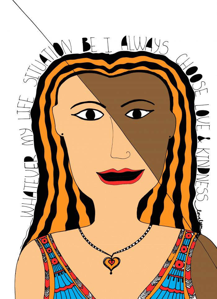 Choose love and kindness art: Orange and brown