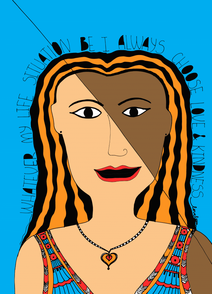 Choose Love and Kindness Art: Brown with blue background