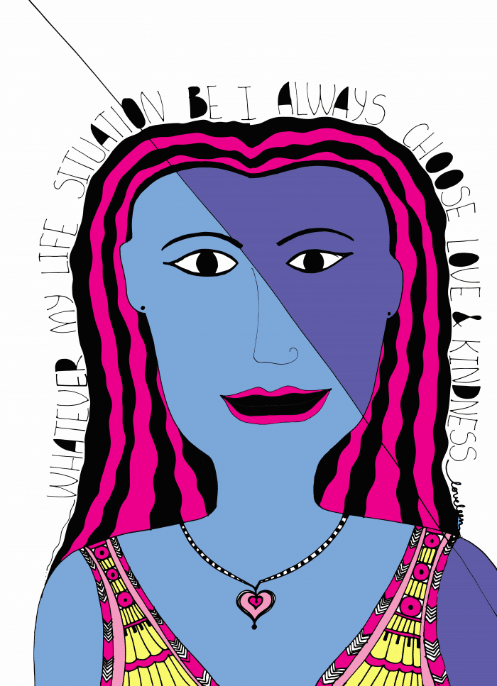 Blue Choose Love and Kindness Art Print