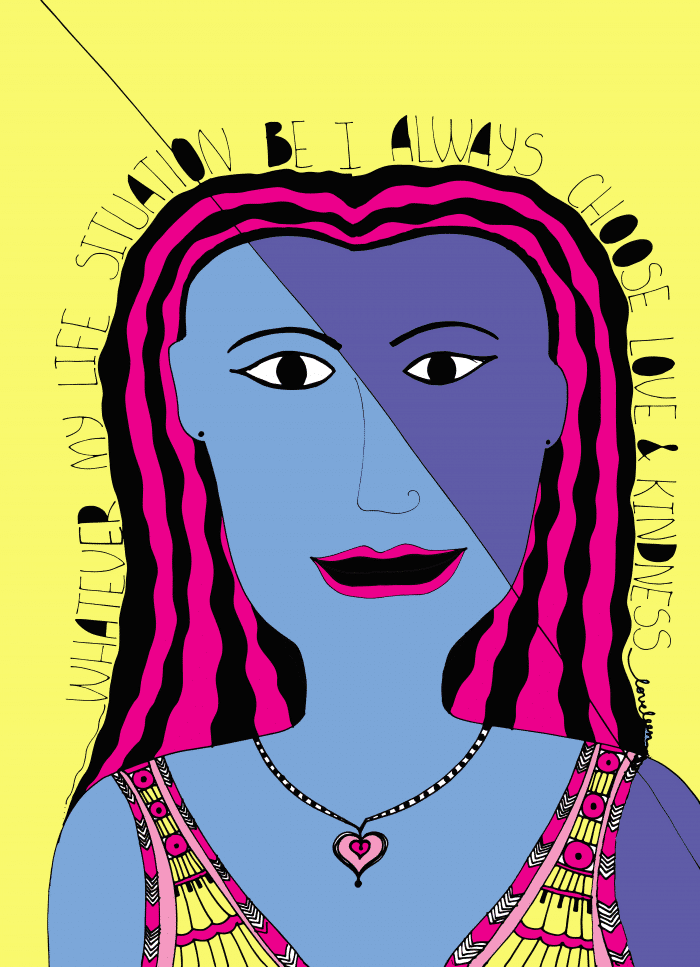 Choose Love and Kindness: Blue with Yellow background