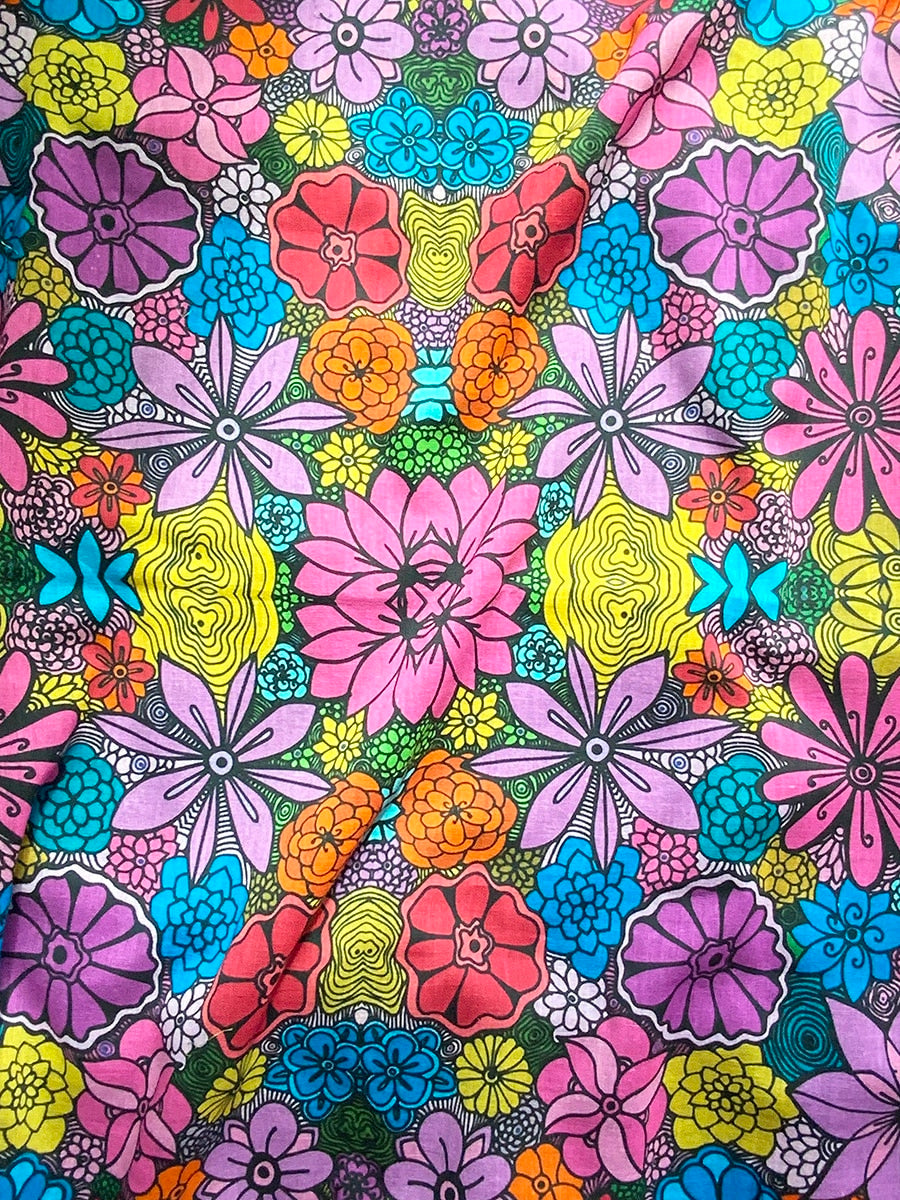 flowers blooming square bandana - red and violet