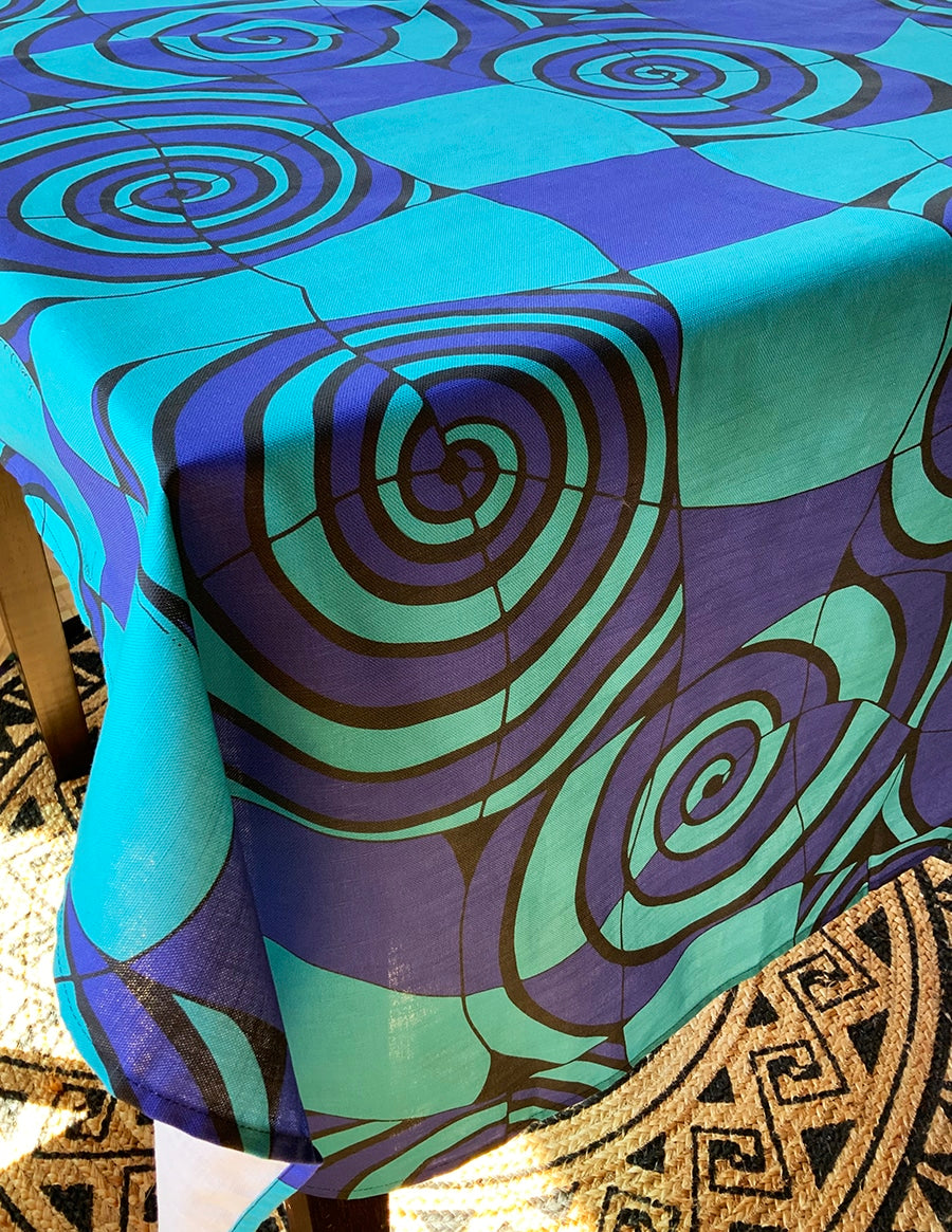 Blue-green-spirals-table-cloth