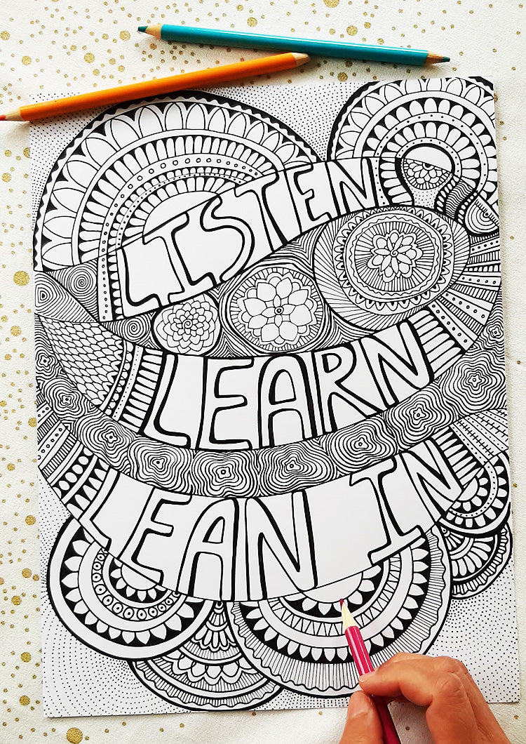 Listen Learn Lean In with pencils at top