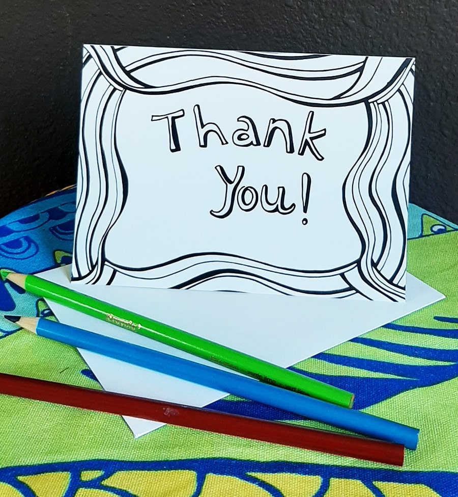 Thank you card with curve lines art