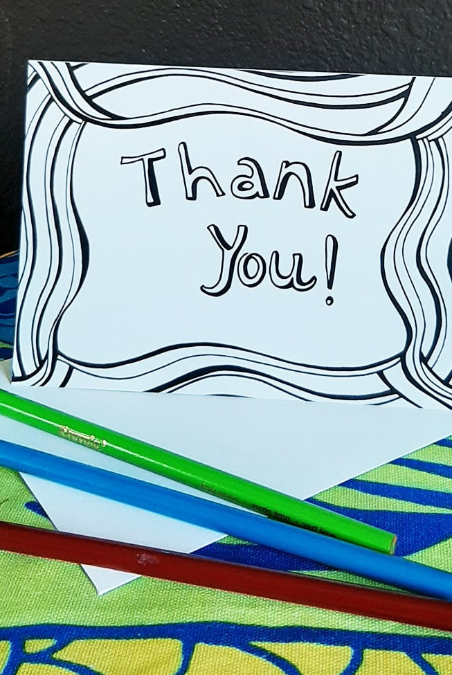 Thank you card with curve lines art