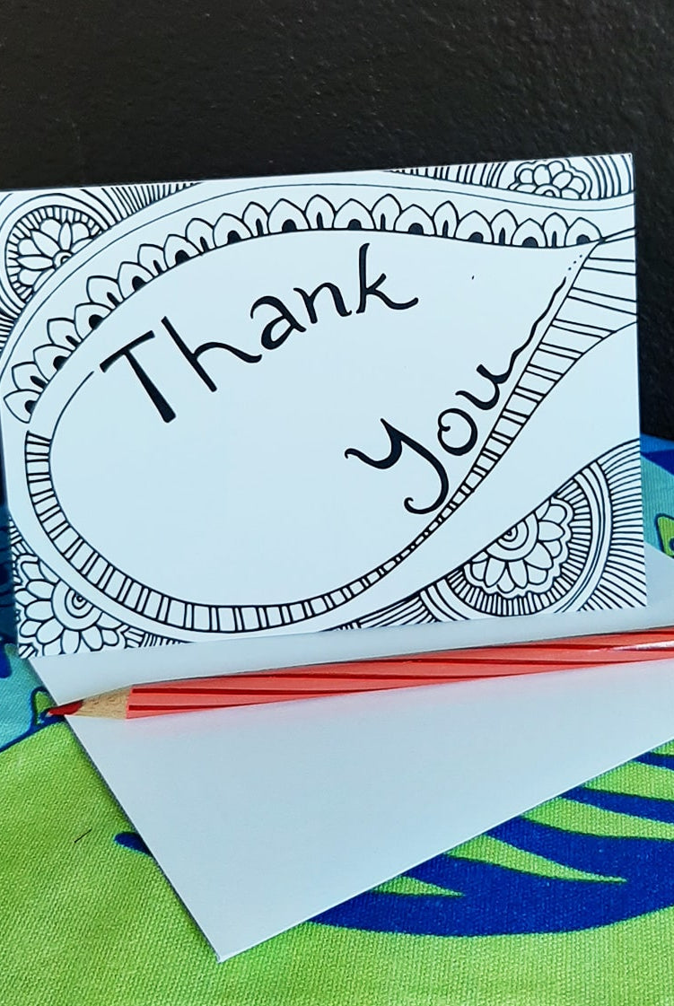 Thank you card with flowers and petals art