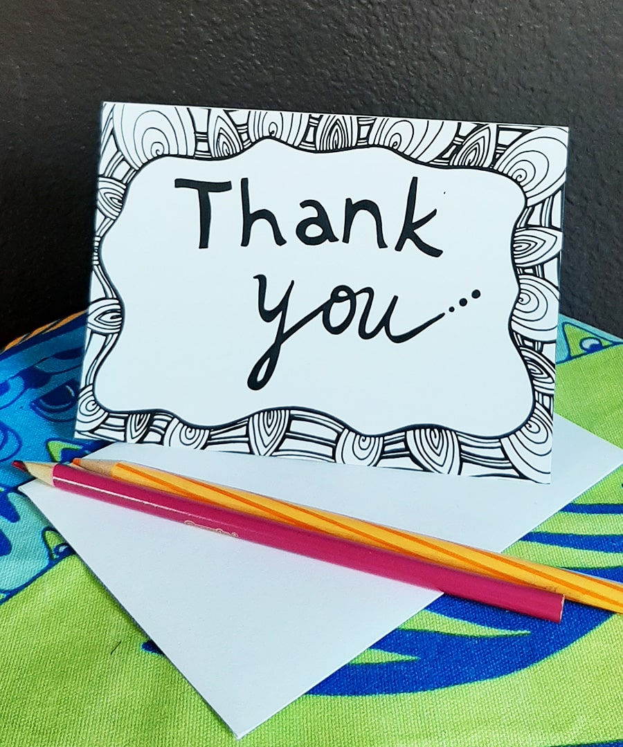 Thank you coloring card