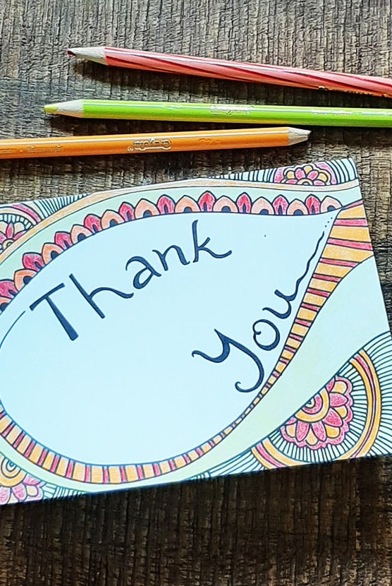Thank you card with yellow and red