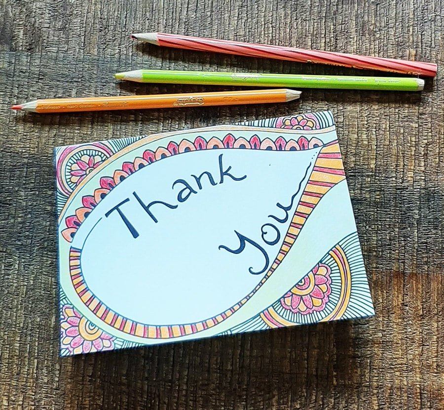 Thank you card with yellow and red