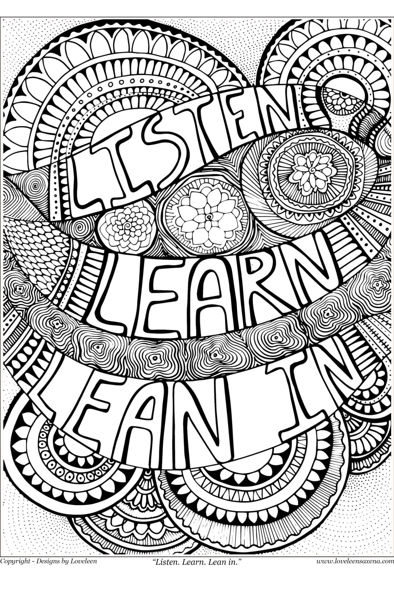 Listen Learn Lean In coloring page