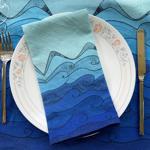 Ocean brings me serenity - Ocean wave table napkin