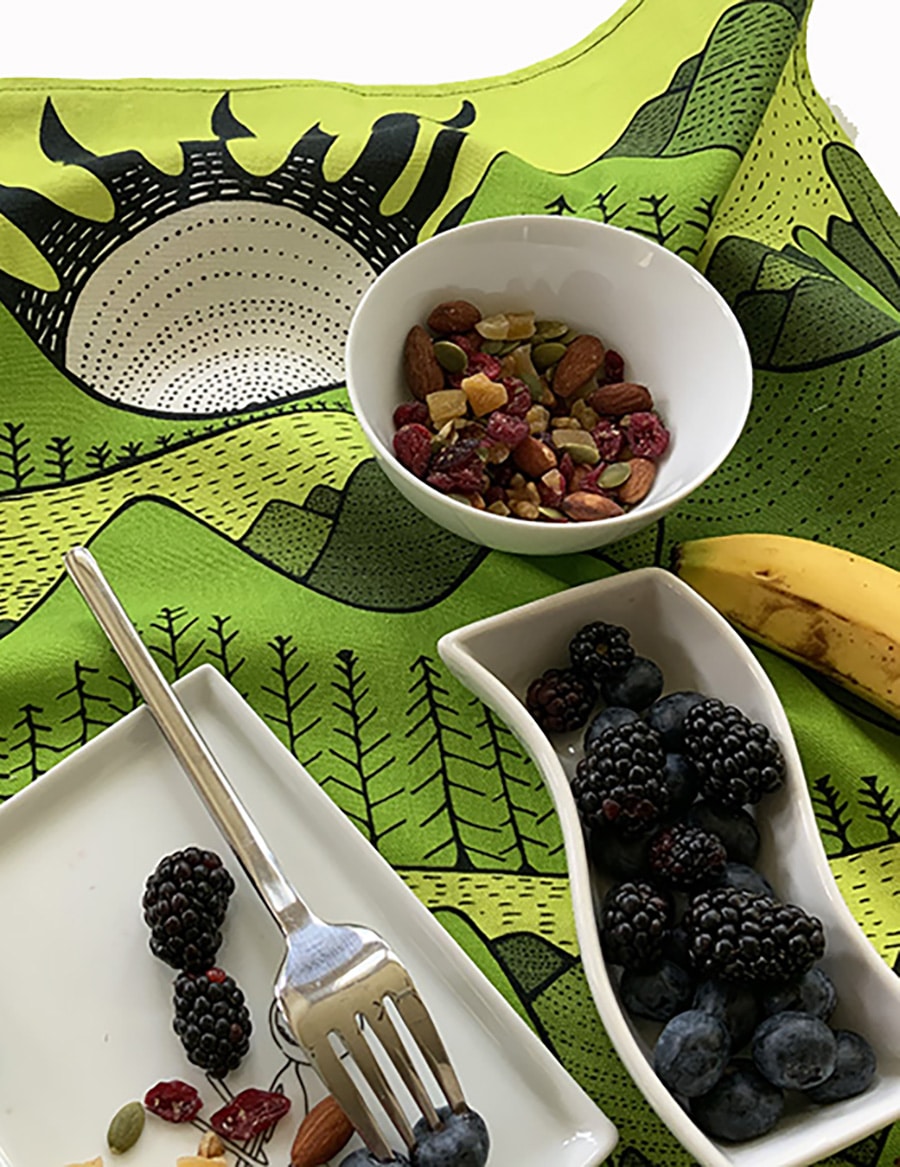 I love nature - sun and mountain tea towel-plain