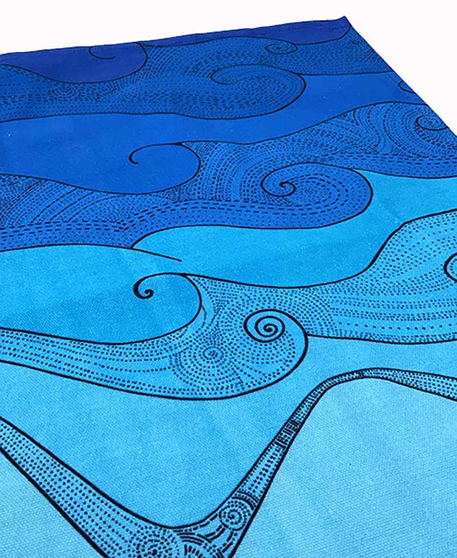 Universe - blue ocean waves tea towel