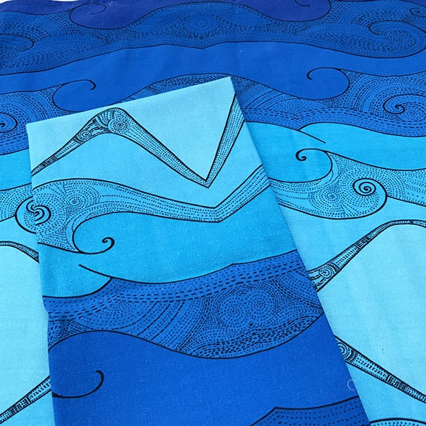 folded  blue Ocean wave table napkin