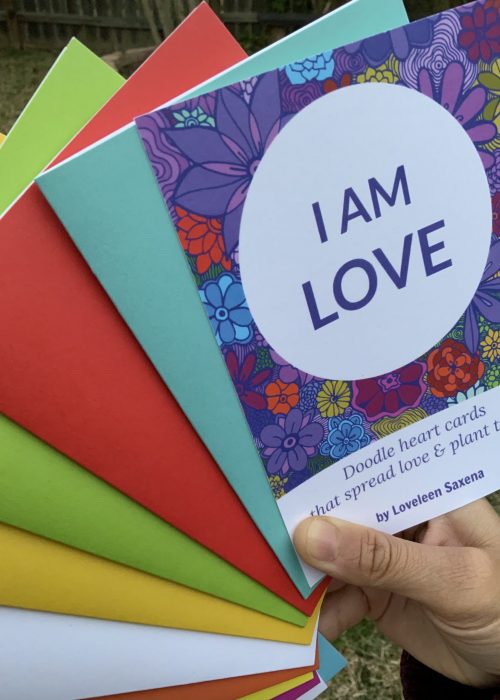 I AM LOVE doodle heart cards with 10 designs