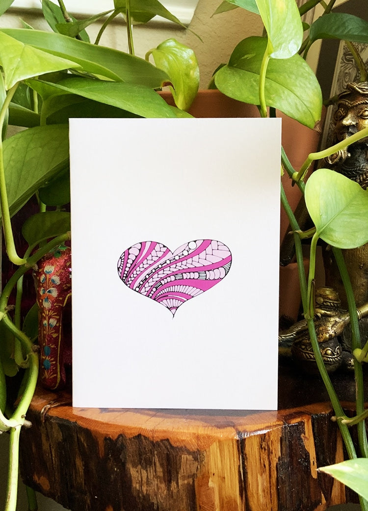 spread the love, heart magenta card
