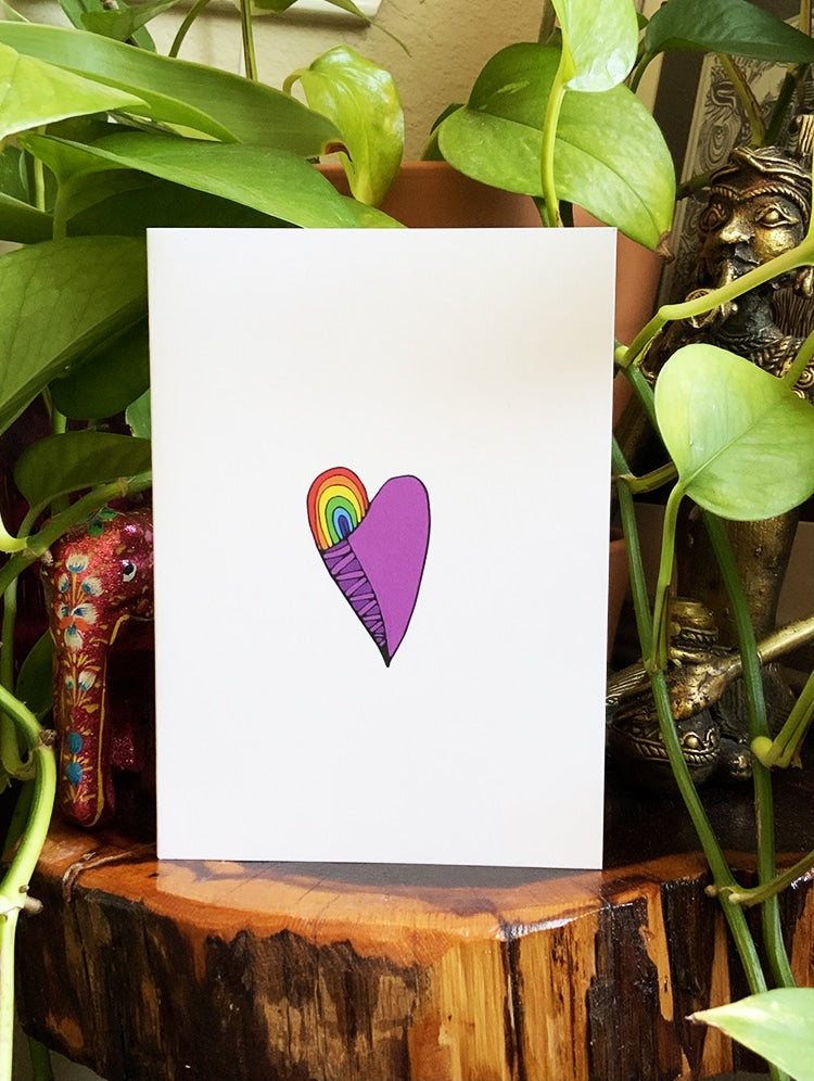 spread the love, heart rainbow card