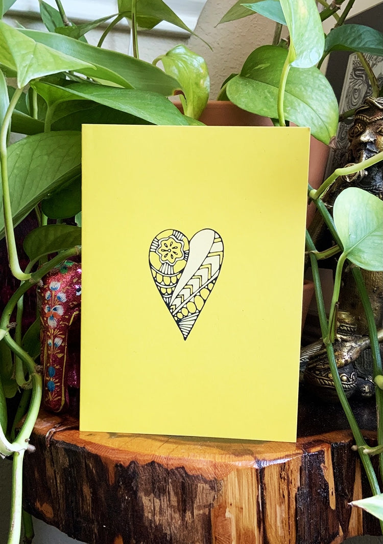 Spread the love doodle yellow heart card