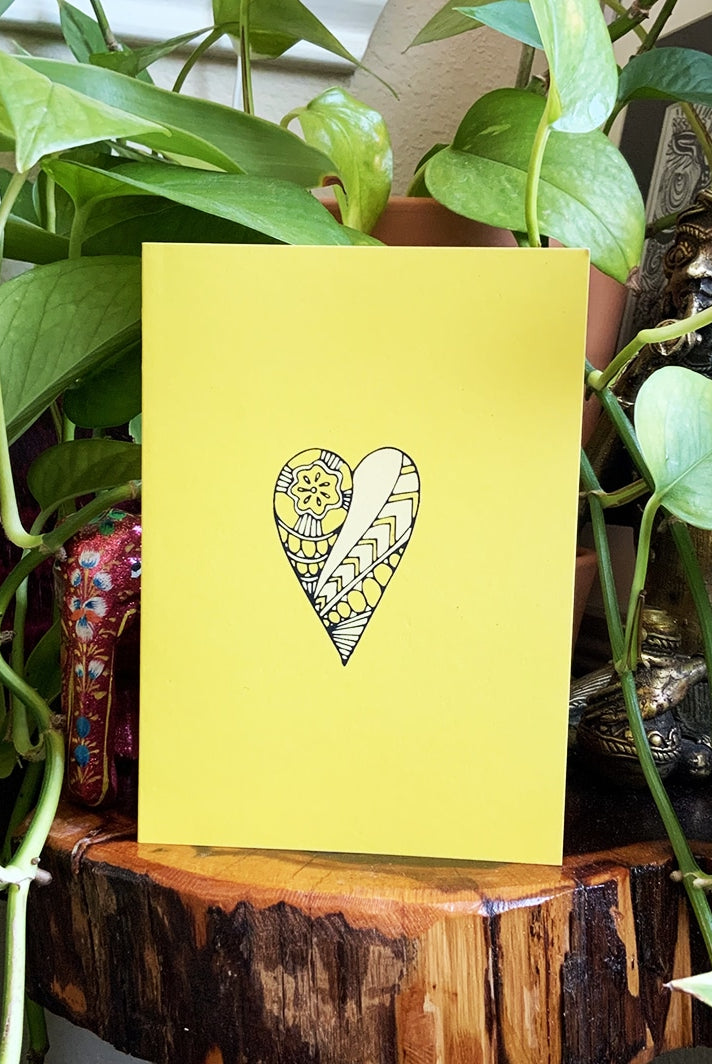 Spread the love doodle yellow heart card
