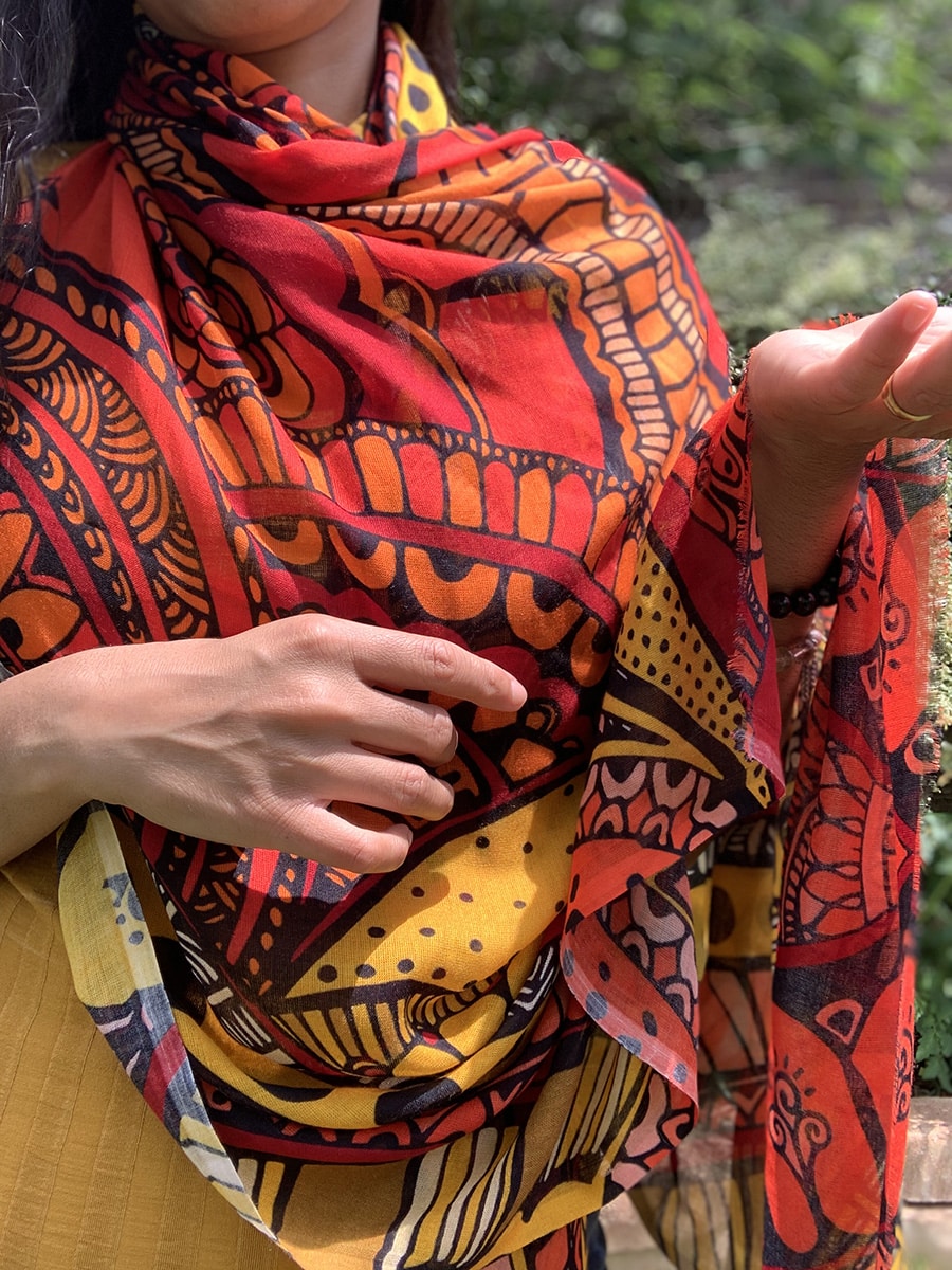 Embraced joy modal scarf - orange and red