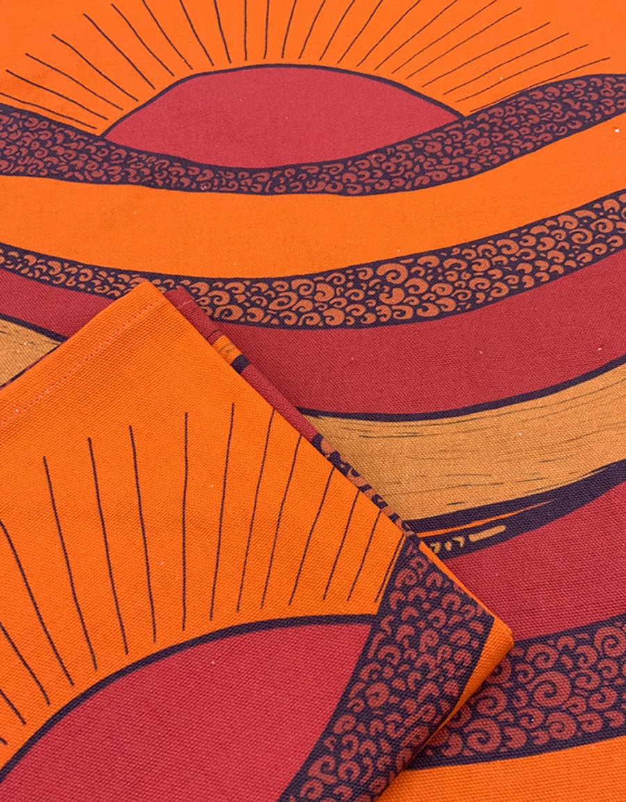 Orange and red tea towel