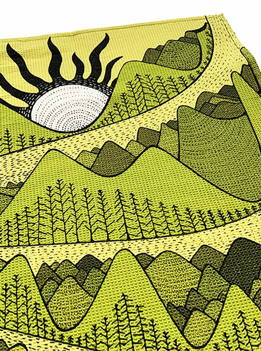 I love nature - mountain and sun tea towel-waffle