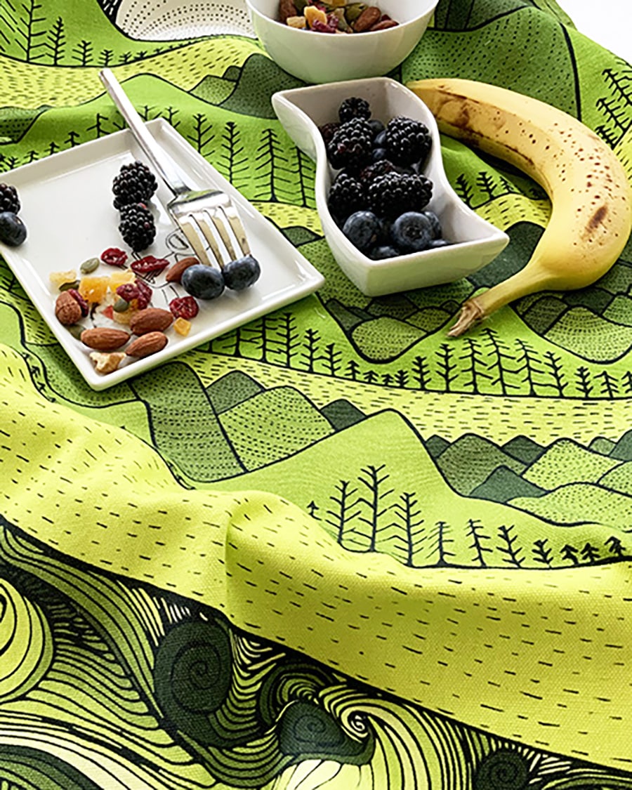 I love nature - sun and mountain tea towel-plain