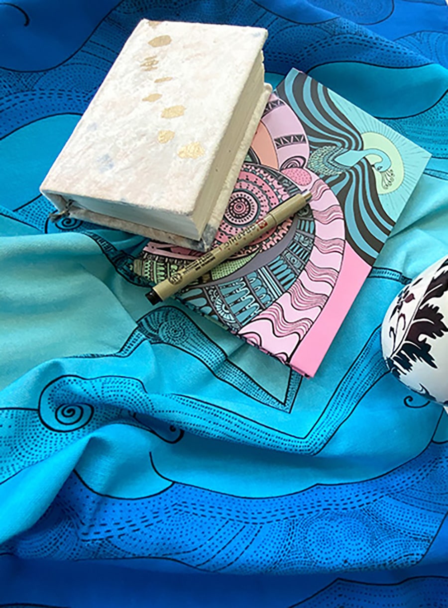 Universe - blue ocean waves tea towel