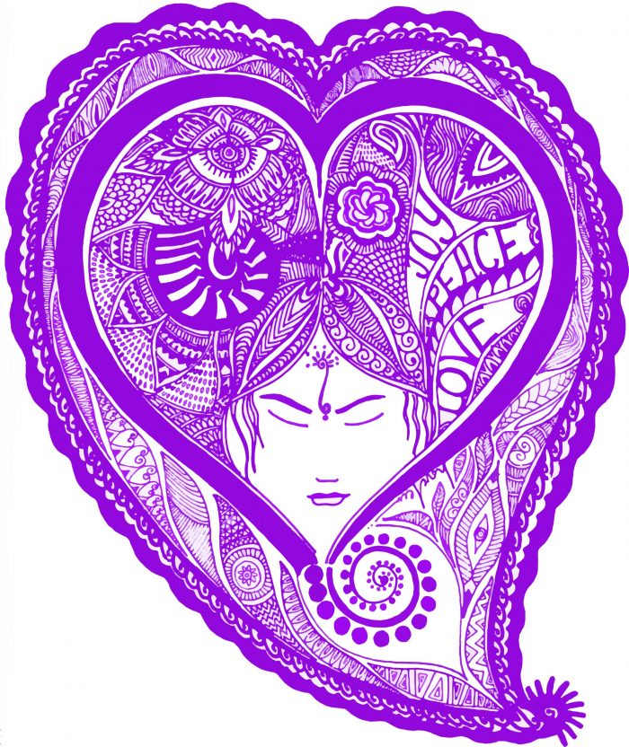 Purple love, joy and peace art print