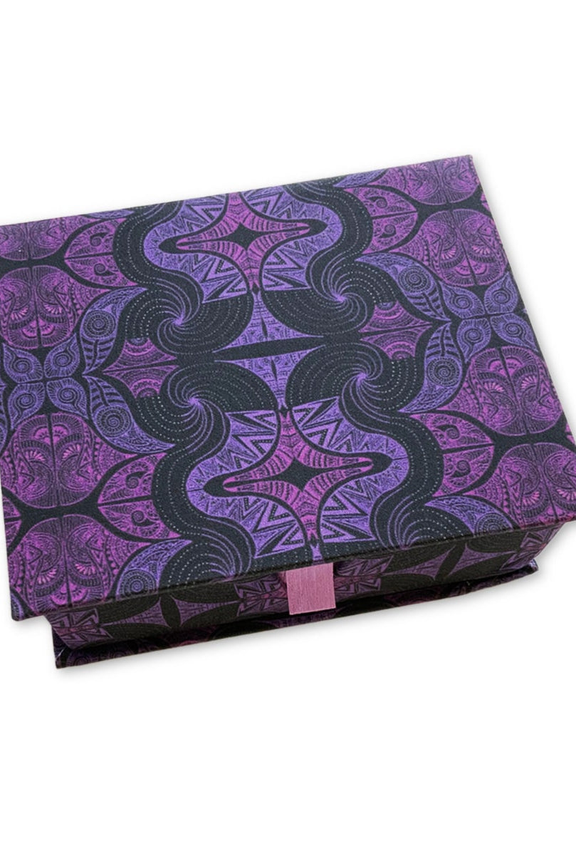 note-card-box-purple-black-mystic-pattern