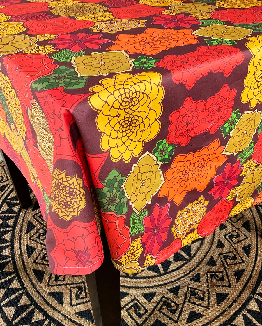 red-orange-flowers-table-cloth